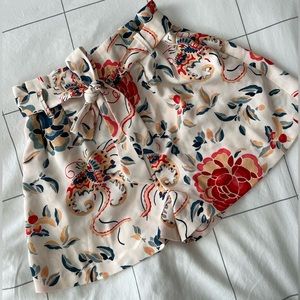 Zara High-Waisted Floral Print Shorts